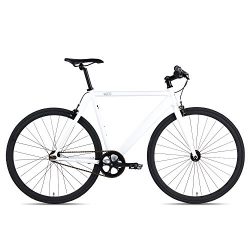 6KU Track Fixed Gear Bicycle, White/Black, 55cm