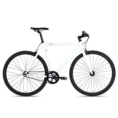 6KU Track Fixed Gear Bicycle, White/Black, 55cm