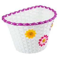 Sunlite Large Front Bicycle Basket 11 x 8 x 7.25 White With Flowers