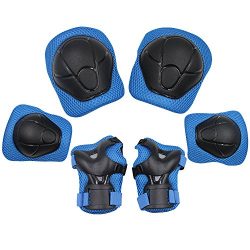 Sports Protective Gear Safety Pad Safeguard (Knee Elbow Wrist) Support Pad Set Equipment for Kid ...