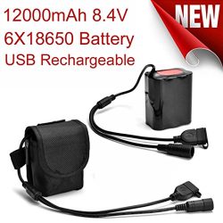 Creazy 8.4V USB Rechargeable 12000mAh 6X18650 Battery Pack For Bicycle light Bike Torch