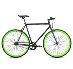 6KU Paul Fixed Gear Bicycle, Black/Green, 58cm