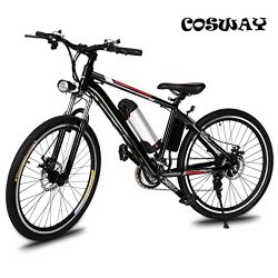 Speed Electric Mountain Bicycle with 26″ Fat Tire Suspension Fork and 36V Lithium-ion Batt ...