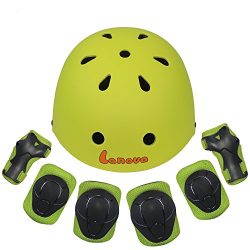 Lanova Kids Protective Gear Set,7Pcs Sport Safety Equipment Adjustable Child Helmet Knee Elbow P ...