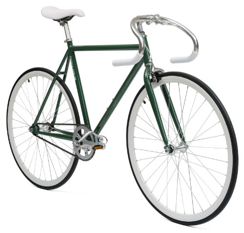 Critical Cycles Classic Fixed-Gear Single-Speed Bike with Pista Drop Bars, Hunter Green, 49cm/Small