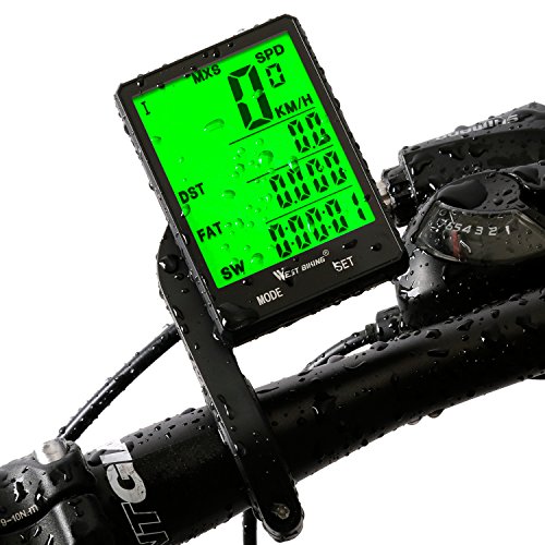 Cycle Computer, Bike Odometer Speedometer for Bicycle, Waterproof LCD Automatic Wake-up Backligh ...