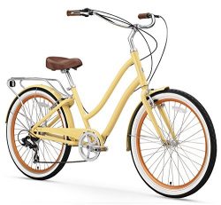 sixthreezero EVRYjourney Women’s 7-Speed Step-Through Hybrid Cruiser Bicycle, Cream