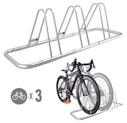 3 Bike Bicycle Floor Parking Rack Storage Stand