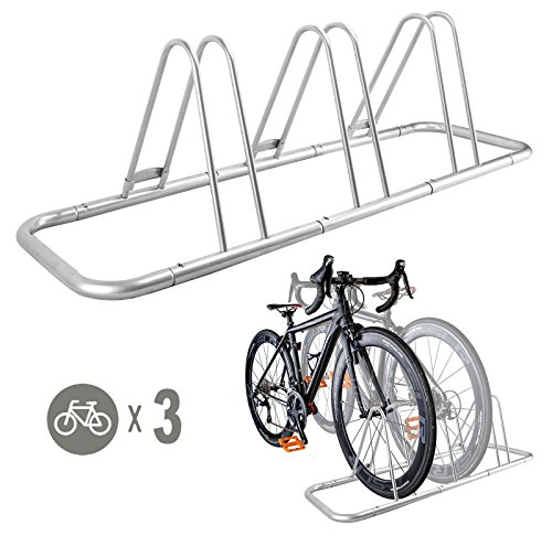 3 Bike Bicycle Floor Parking Rack Storage Stand