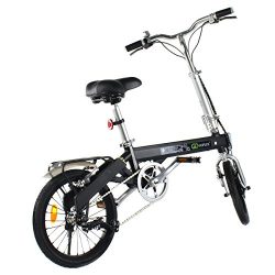 Goplus 180W Lightweight Folding Electric Bicycle Sport Bike Lithium Battery W/ Two Speed Electro ...