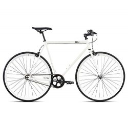 6KU Evian 1 Fixed Gear Bicycle, Gloss White/White, 58cm
