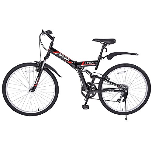 ORKAN 26″ Reinforced Mountain Bike Foldable 7 Speed with Hybrid Suspension Shimano Folding ...