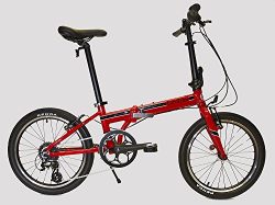 EuroMini Urbano Lightest Aluminum Frame Shimano 8-Speed 24lb Folding Bike, 20-Inch, Red