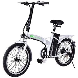 Goplus 20″ 250W Folding Electric Bike Sport Mountain Bicycle 36V Lithium Battery (White)
