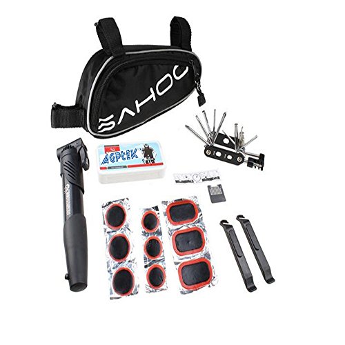 Sahoo Bicycle Bike Tyre 14 in 1 Multi-use Repair Tools Kits Bag with Mini Pump