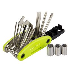 Protocol Bicycle Multi Tool: 15 functions; multi tool for bikes with multiple hex keys to fit an ...