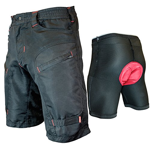 THE SINGLE TRACKER-Mountain Bike Cargo Shorts, With Premium Antibacterial G-tex Padded Undershor ...
