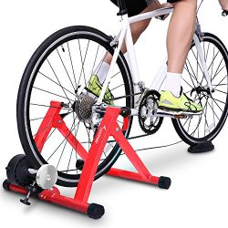 Sportneer Steel Bike Bicycle Exercise Trainer Stand with Noise Reduction Wheel (Red)