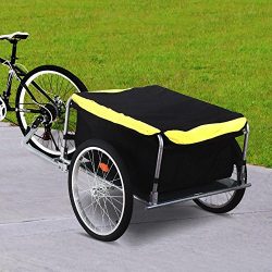 Yaheetech Garden Bike Bicycle Cargo Luggage Trailer-Yellow/Black