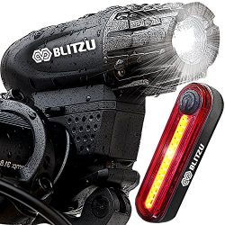 Blitzu Gator 320 PRO USB Rechargeable Bike Light Set POWERFUL Lumens Bicycle Headlight FREE TAIL ...