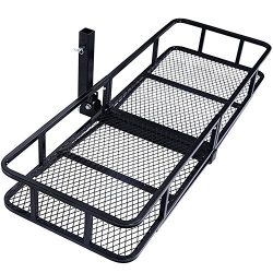 60″ Folding Cargo Carrier Luggage Rack (Hauler Truck or Car Hitch 2″ Receiver) Hitch ...