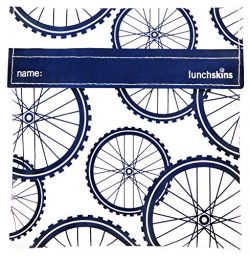 Lunchskins Reusable Velcro Sandwich Bag, Navy Blue Bike