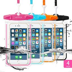 4 Pack Universal Waterproof Case FITFORT Cell Phone Dry Bag/ Pouch for iPhone X 8 7 6 6S Plus/5/ ...