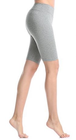 ABUSA Women’s Cotton Workout Bike Yoga Shorts – Tummy Control XL Gray