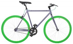 Vilano Fixed Gear Bike Fixie Single Speed Road Bike, Grey/Green, 54cm/Medium