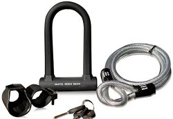 Bike U Lock by White Rock Gear – Heavy Duty 16mm Steel with Secure Mounting Bracket Plus 4 ...