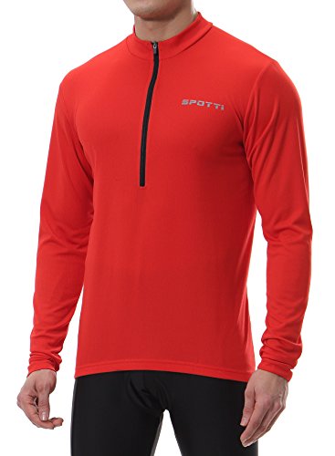 Spotti Men’s Long Sleeve Cycling Jersey, Bike Biking Shirt- Breathable and Quick Dry (Ches ...