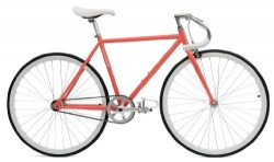 Critical Cycles Classic Fixed-Gear Single-Speed Bike with Pista Drop Bars, Coral, 43cm/X-Small