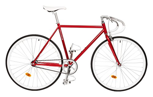 Critical Cycles Classic Fixed-Gear Single-Speed Bike with Pista Drop Bars, Crimson, 43cm/X-Small
