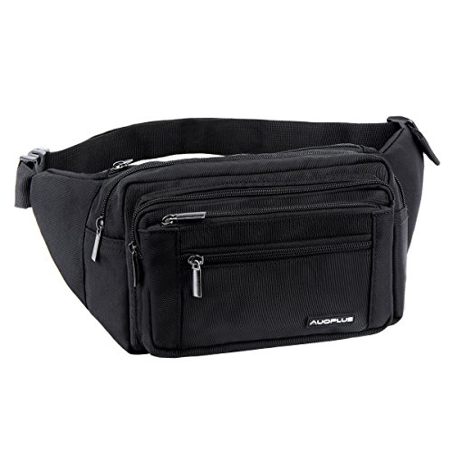 Multiple Zipper Pocket Waist Fanny Pack, AUOPLUS Travel Hip Belt Bag with Adjustable Strap for C ...