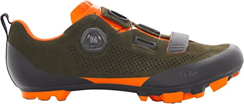 Fizik X5 Terra Suede Military Orange Fluo Cycling Footwear, Green, Size 45