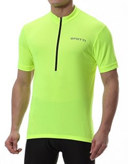 Spotti Basics Men’s Short Sleeve Cycling Jersey – Bike Biking Shirt (Hi-Viz Yellow,  ...