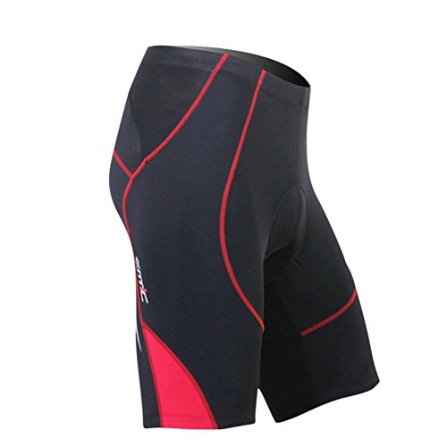 SANTIC Cycling Men’s Shorts Biking Bicycle Bike Pants Half Pants 4D COOLMAX Padded Red M