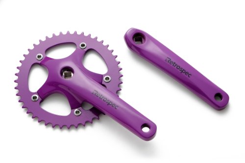Retrospec Bicycles Fixed-Gear Crank Single-Speed Road Bicycle Forged Crankset, Purple, 44T