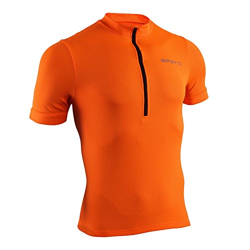 Spotti Basics Men’s Short Sleeve Cycling Jersey – Bike Biking Shirt (Hi-viz Orange,  ...