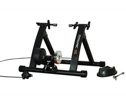 DYNAMIC SE Indoor Bike Trainer, Magnetic/ Fluid Trainer Resistance Optional with Front Wheel Ris ...