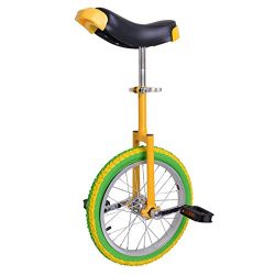 16 Inches Wheel Unicycle Comfort Saddle Seat Skid Proof Tire Pedal Balance Strength Lemon w/ Ste ...