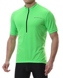 Spotti Basics Men’s Short Sleeve Cycling Jersey – Bike Biking Shirt (Green, Chest 40 ...