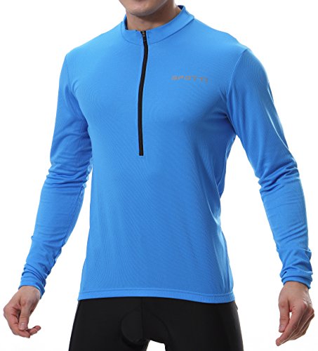 Spotti Men’s Long Sleeve Cycling Jersey, Bike Biking Shirt- Breathable and Quick Dry (Ches ...