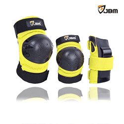 JBM international Adult / Child Knee Pads Elbow Pads Wrist Guards 3 In 1 Protective Gear Set, Ye ...