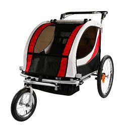 Clevr Deluxe 2 Child Bicycle Trailer Baby Bike Kid Jogger Red Running Carrier