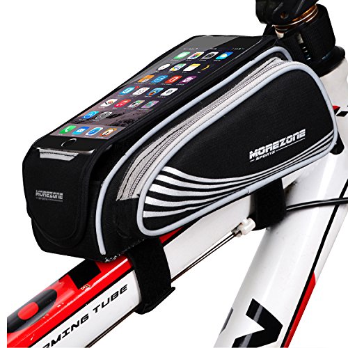 MOREZONE Bike Tube Bag Bicycle Pannier Pouch,Cycling Bike Frame Bags Phone Mount Holder For iPho ...