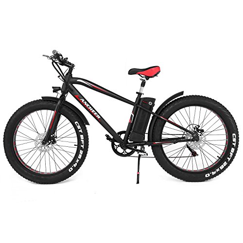 ANCHEER Fat Tire Electric Mountain Bike, 26 x 4 Electric Beach Snow Bicycles with 300W Brushless ...
