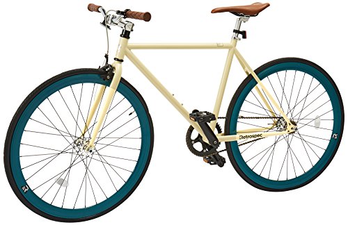 Retrospec Mini Mantra Fixie Bicycle with Sealed Bearing Hubs and Headlamp, Cream, 49cm/Small