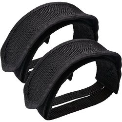 Mycherish 1 Pair Fixed Gear Fixie Bike Bicycle Double Bike Pedal Toe Straps Black