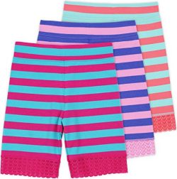 Lucky & Me Jada Little Girls Bike Shorts, Tagless, Soft Cotton, Lace Trim, Underwear, Stripe ...